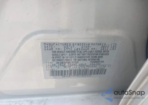 2017 Nissan Sentra Sv from USA, damaged, VIN 3N1AB7AP9HY301535